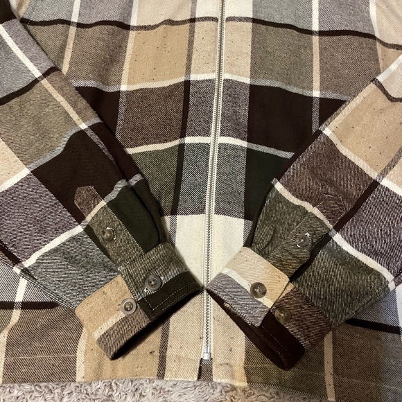 dressbarn women’s zipper coat plaid tan/cream/brown/black size large - Picture 9 of 11